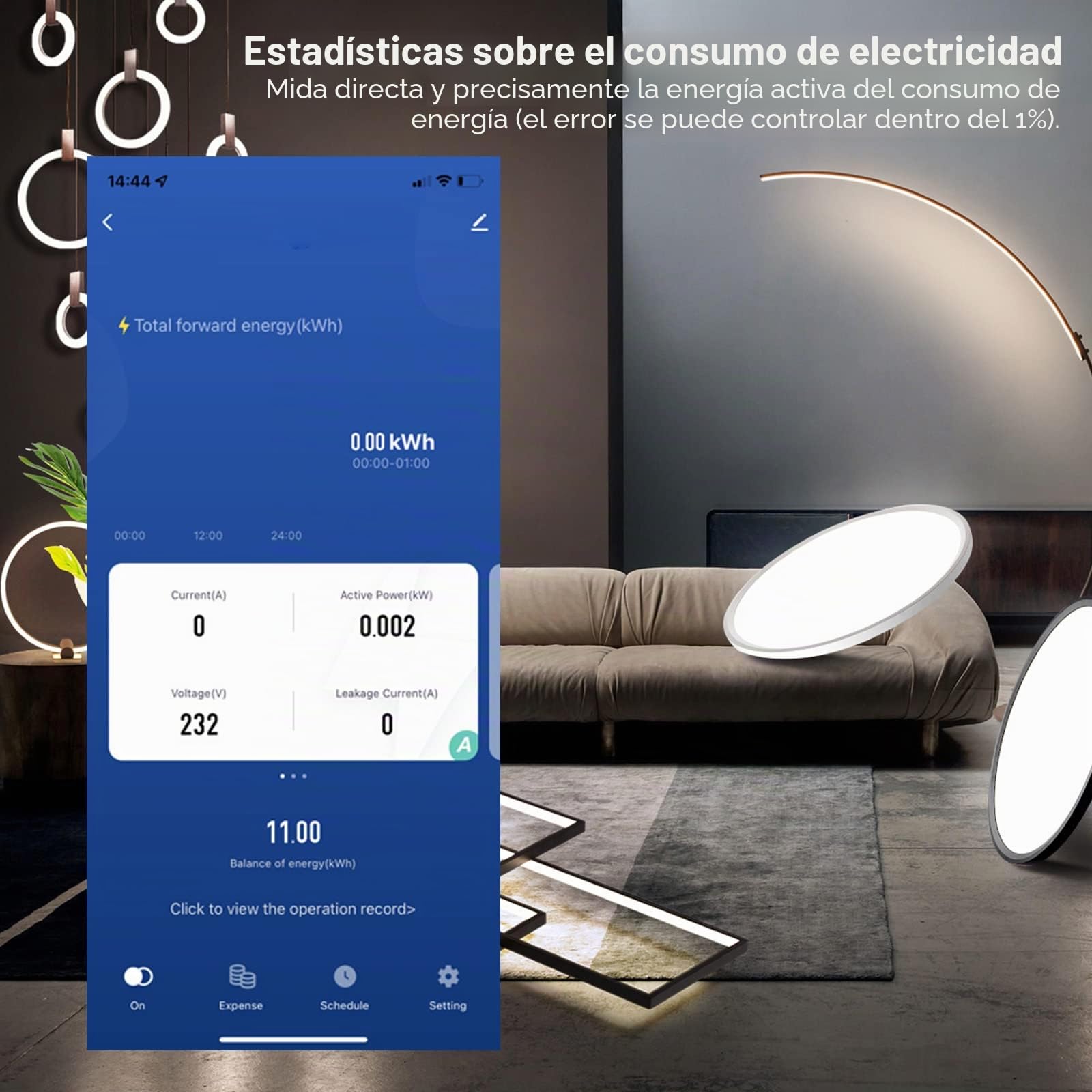 eMylo Medidor Inteligente de Energía Wi‑Fi Monofásico 63 A 80‑400 V, Monitor de Consumo en Tiempo Real con App Smart Life/Tuya, Protección y Control Remoto, Compatible con Alexa & Google