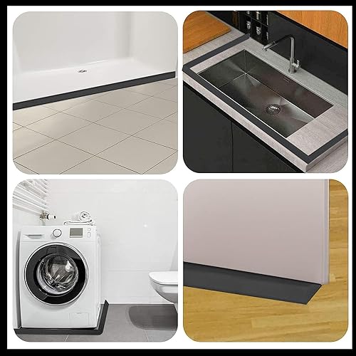 Miniatura 6 de Barrera de agua para umbral de ducha, puerta de ducha y tira de agua de cocina, protector de ducha para separación seca y húmeda, tira de sellado de