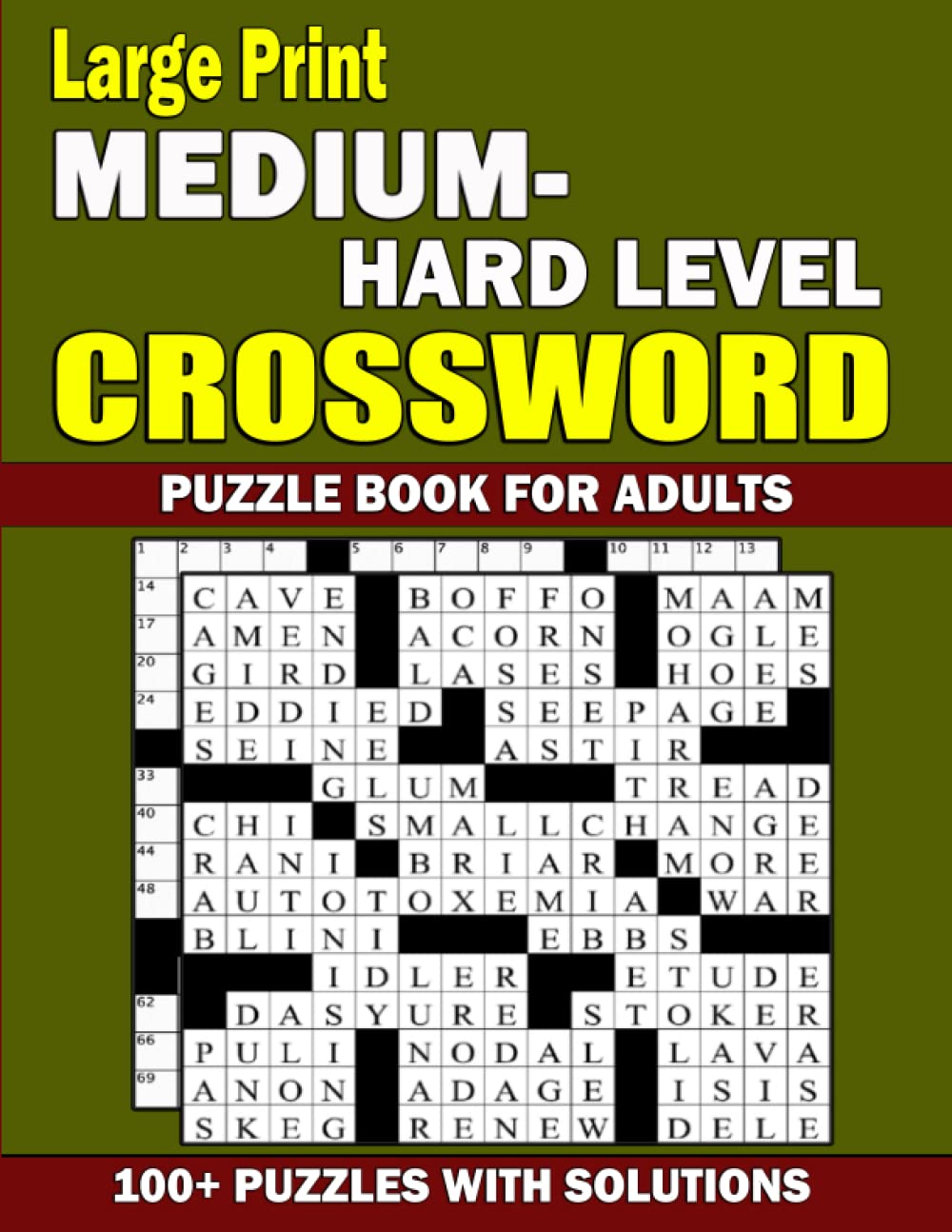 Large Print Medium Hard Level Crossword Puzzle Book For Adults: Large Print 100+ Hard Level Crossword Puzzle With Solutions | 2023-2024 Crossword ... Medium Crossword Puzzles for Adults & Seniors