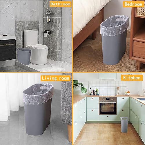 Miniatura 8 de Cesta de basura delgada de 3.2 galones de 12 litros para baño, papelera de oficina, contenedor de basura delgado con asas para espacios estrechos,