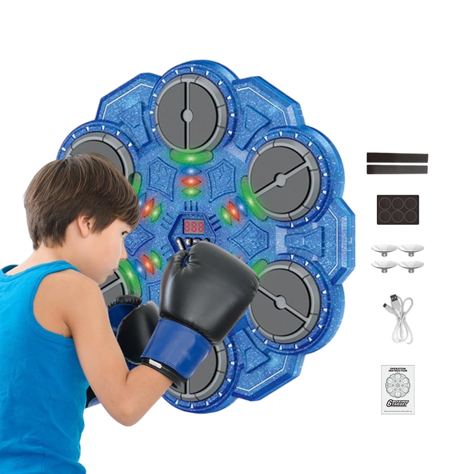 Macchina da boxe intelligente per musica, giocattolo interattivo senza fili, con luce, elettronica, da parete, per ragazzi, palestra, ufficio, soggiorno, casa, camera da letto, sport, fitness