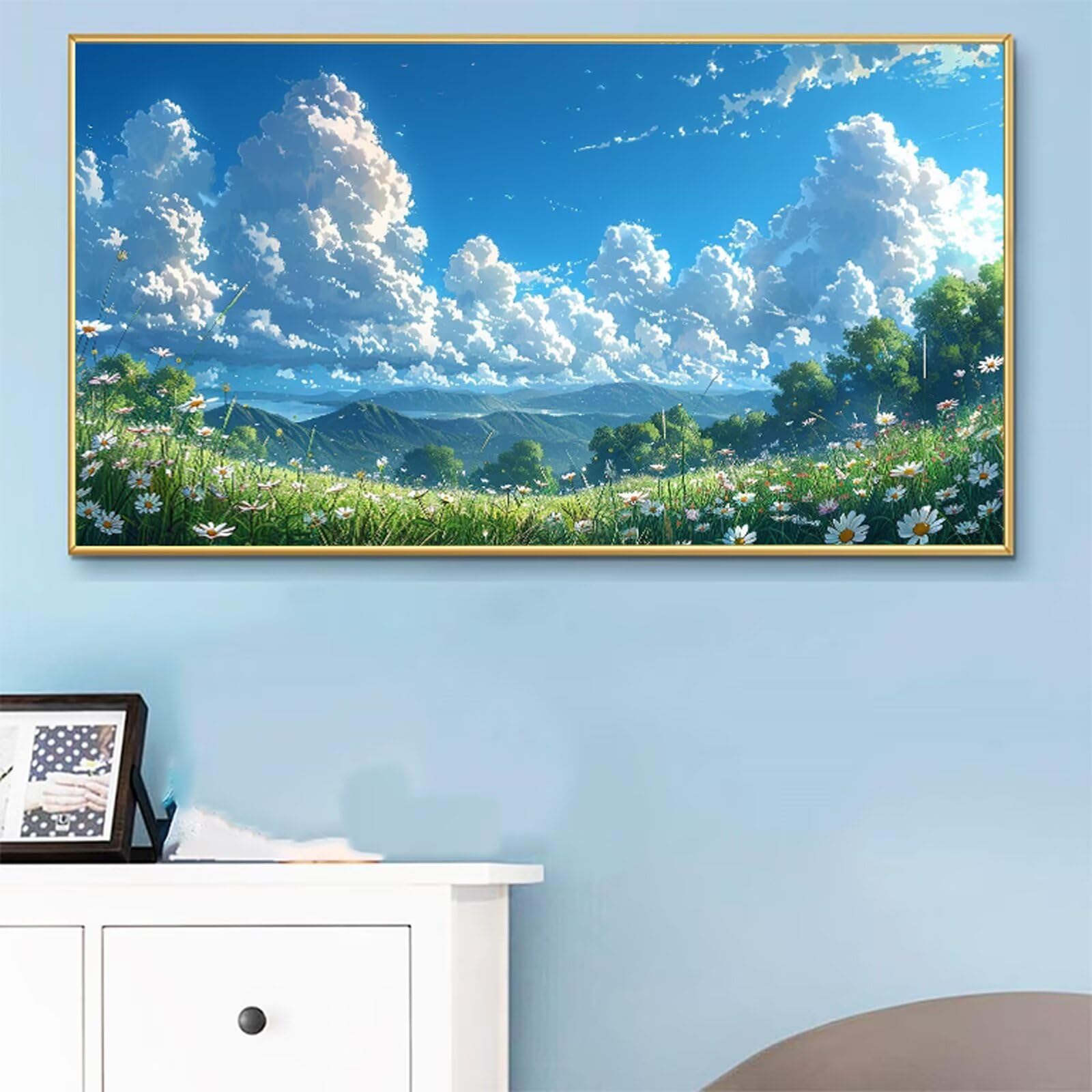 Malen Nach Zahlen XXL Frühling Malen Nach Zahlen Erwachsene Landschaft 60x120 cm, Ohne Rahmen, DIY Paint by Numbers Set mit Acrylfarben und Pinseln, Knitterfreie Leinwand, Wand Deko, Geschenk RB-422