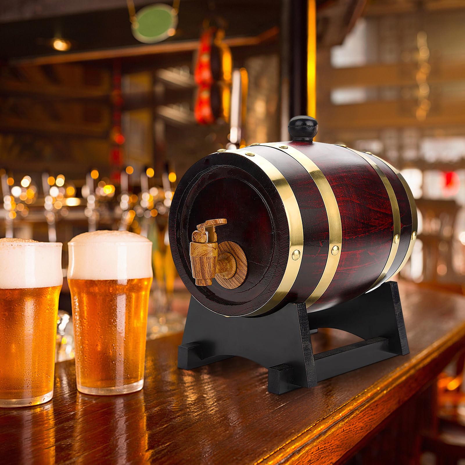Cocoarm Barril de Vino de Madera de Roble Vintage, 1.5L, para Almacenamiento de Vino, Brandy, Whisky, Ron, Tequila