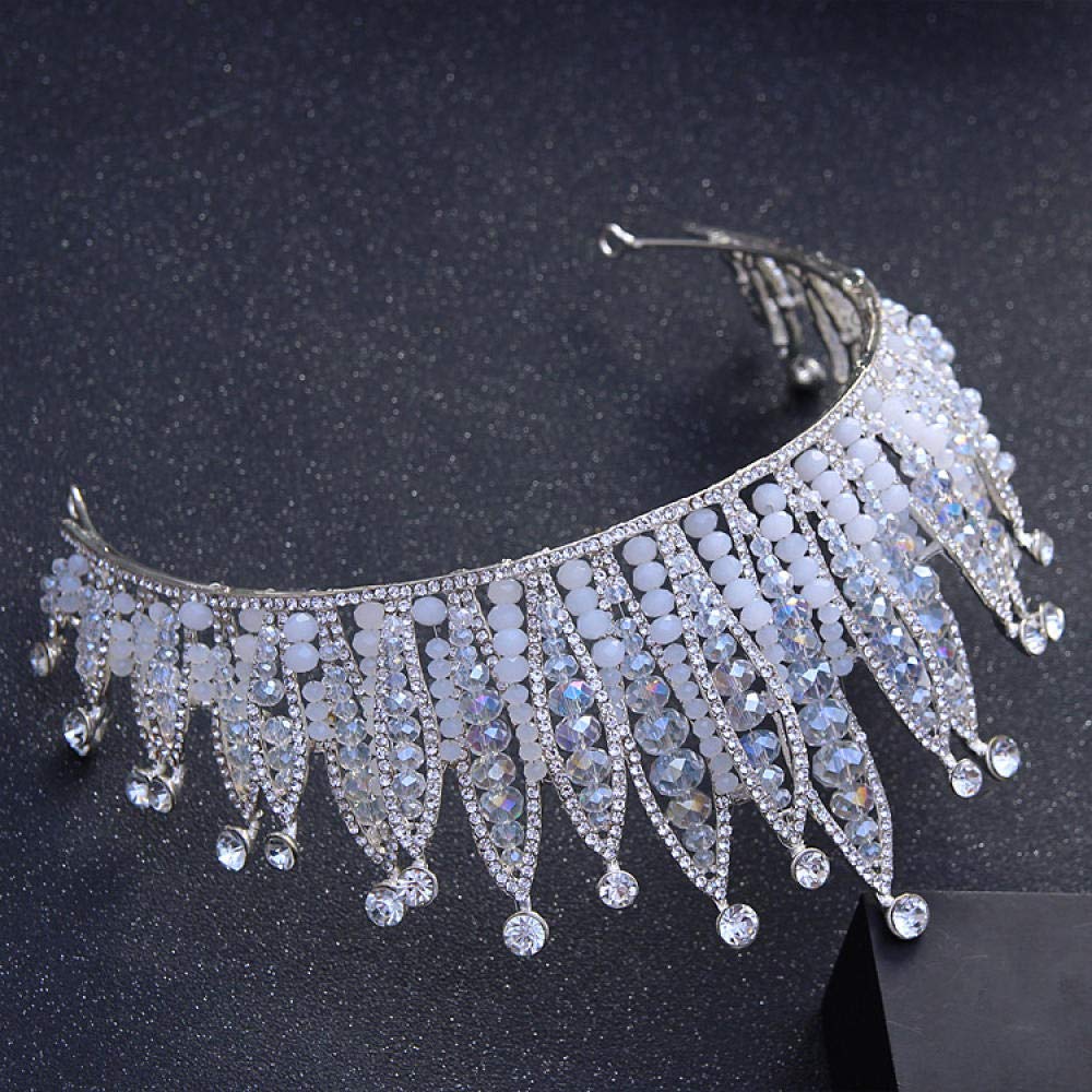 Tiara, stop strasu, biżuteria na głowę dla panny młodej, błyszcząca, srebrna, ręcznie robiona perły, prosta moda, ślubna ozdoba do włosów, opaska na czoło w stylu vintage, prezent