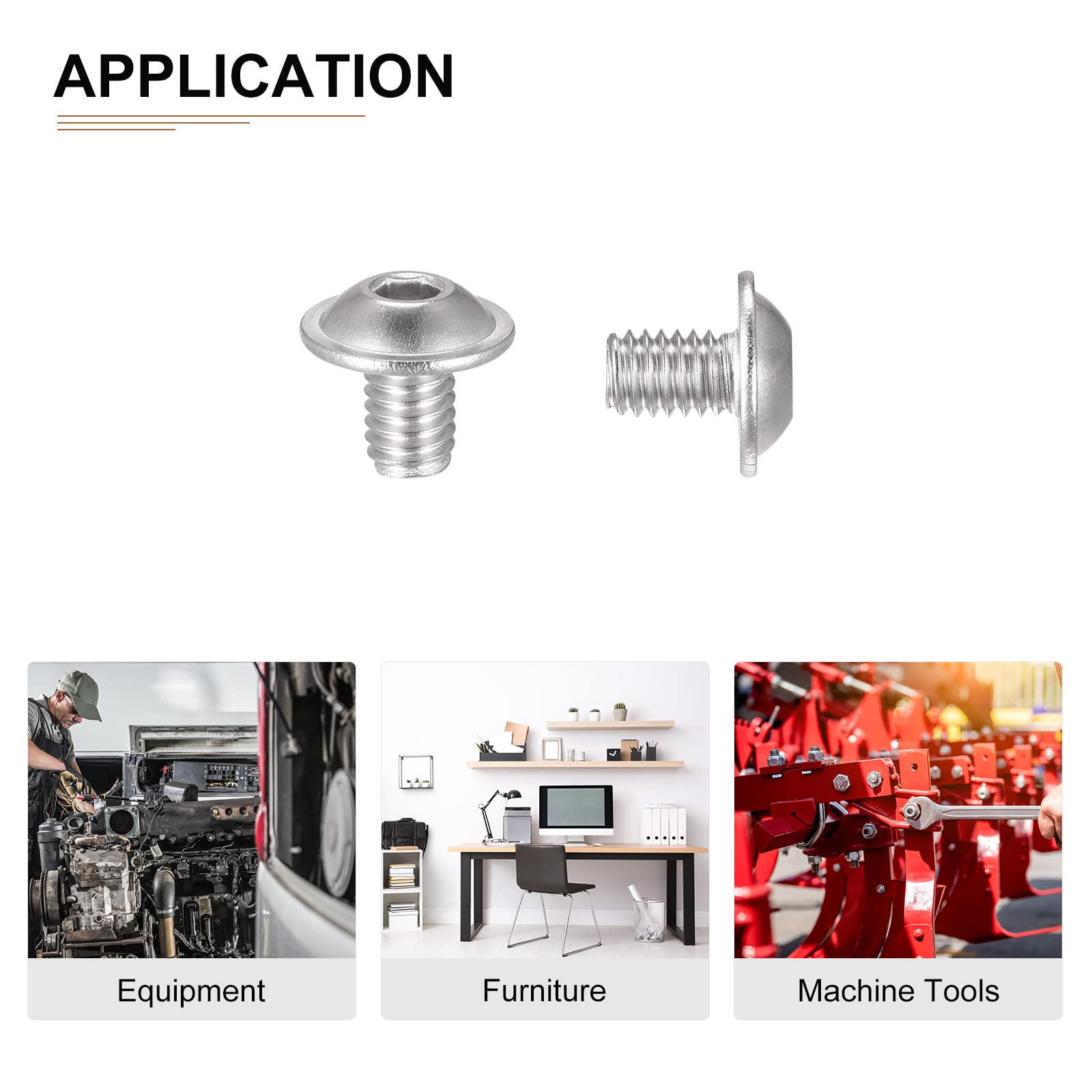 DTGN M4x6mm(DxH) Flanged Button Head Socket Cap Screws, 50Pack, Good for Equipment Furniture - Image 4