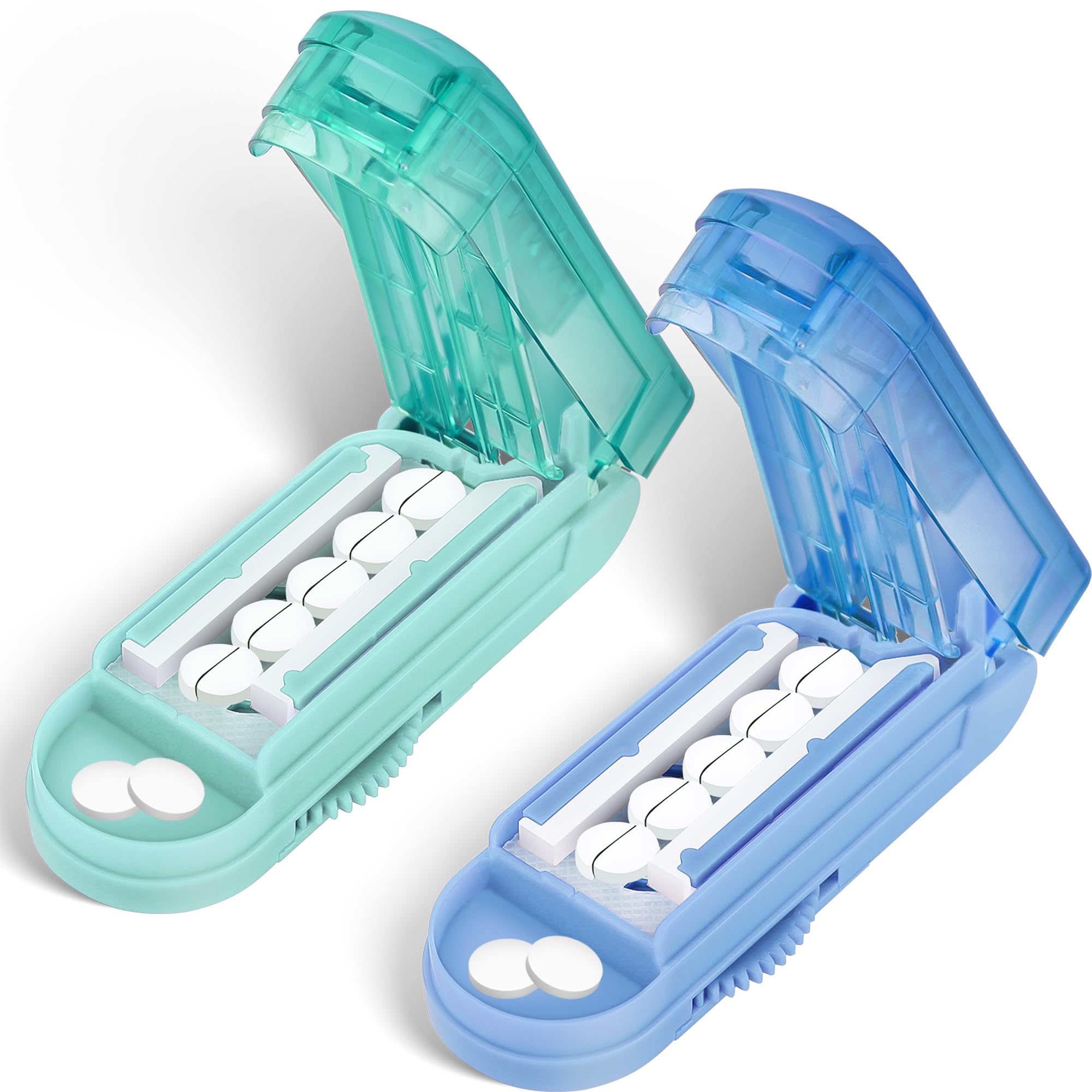 DUBSTAR Pill Cutter Splitter for Small and Tiny Pills, Blue ＆ Cyan
