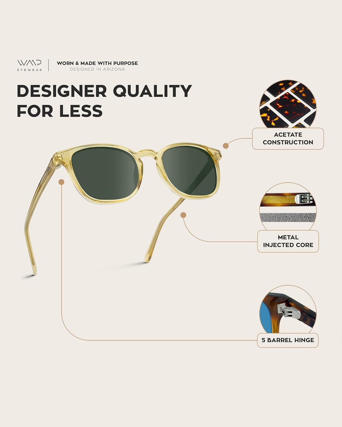 WearMe Pro Polarized Retro Rectangular Mens Sunglasses - Image 6