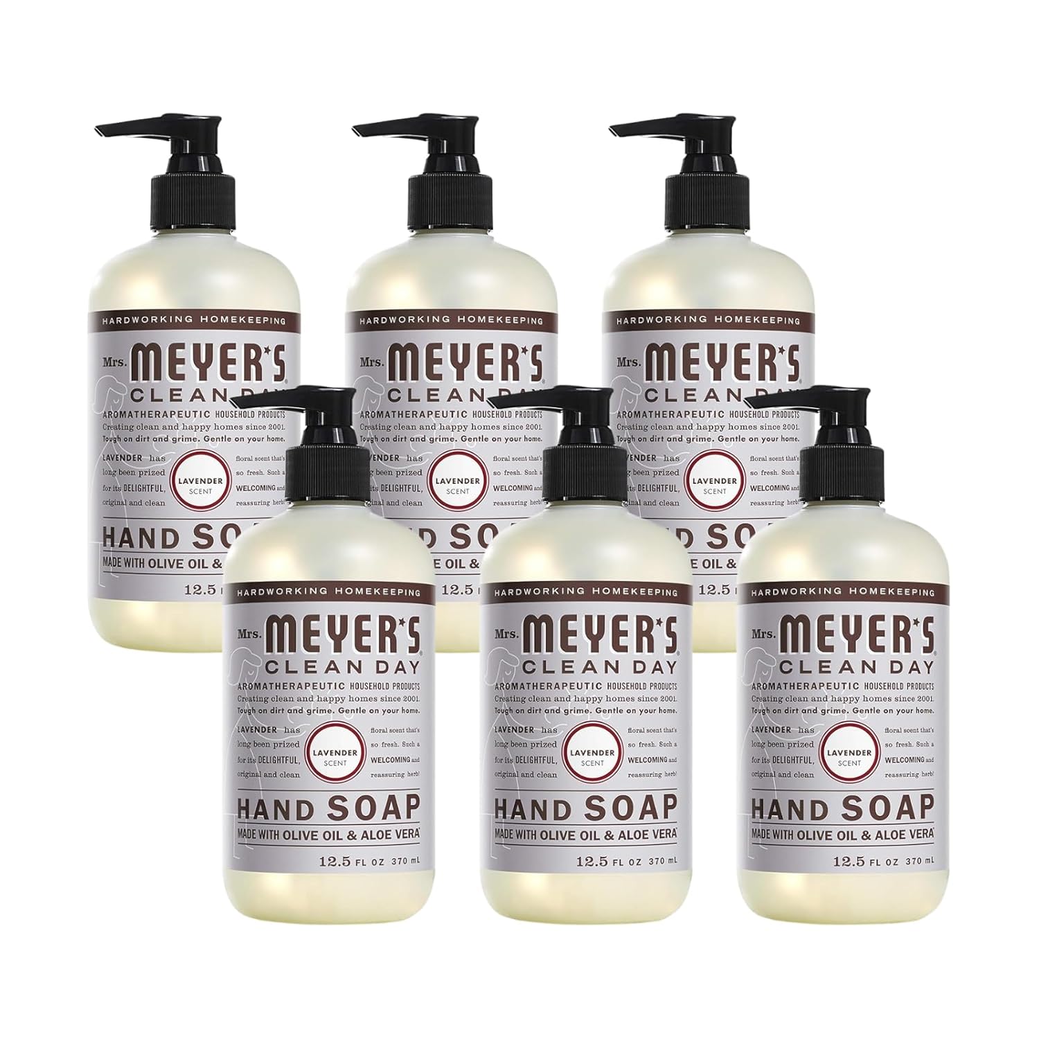 Mrs. MEYER'S CLEAN DAY Liquid Hand Soap, Lavender Scent, 12.5 Fl Oz (Pack of 6)
