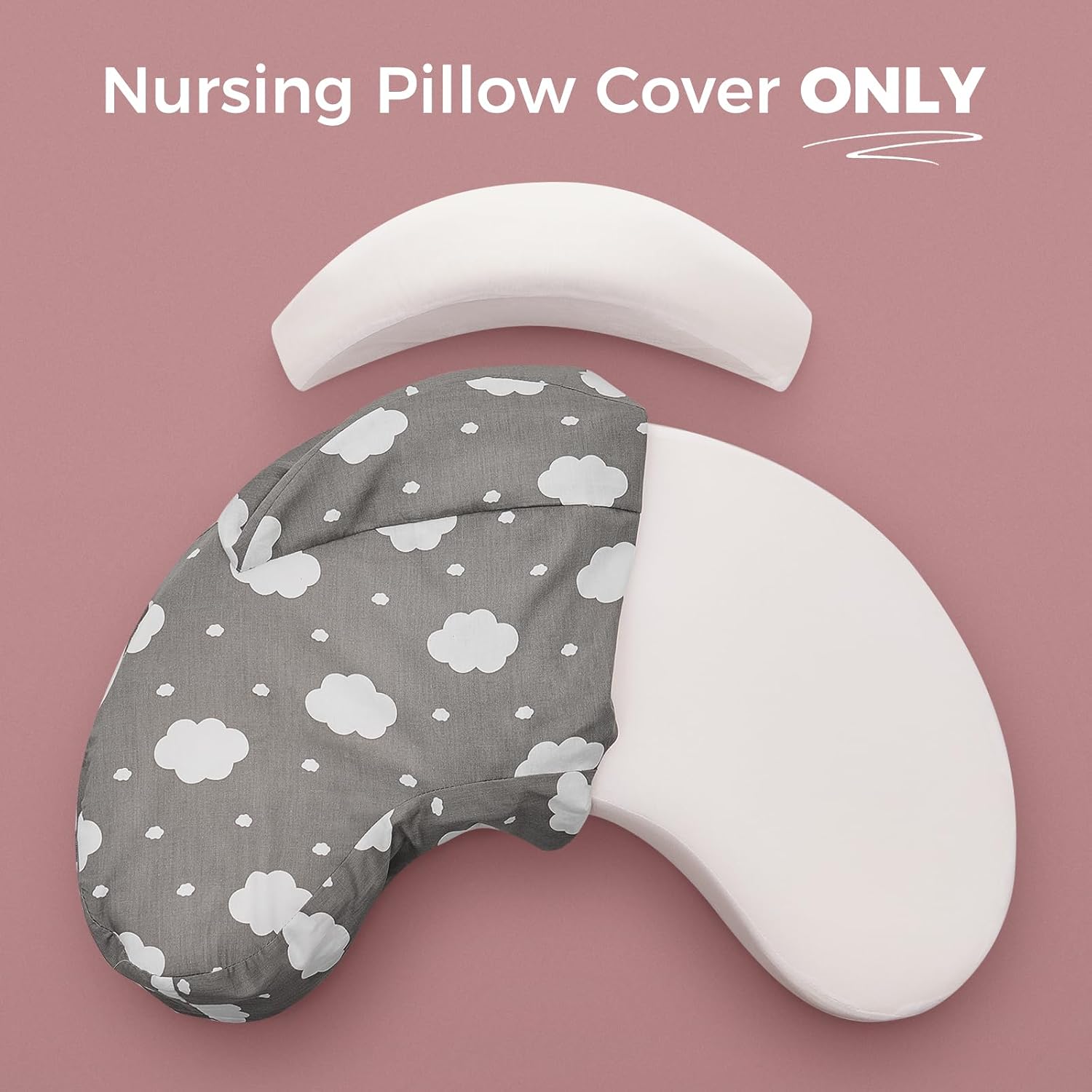 Momcozy Nursing Pillow Cover for Memory Foam Pillow- Pioneering Safety Fence - Plus Size Breastfeeding Pillow for Ergonomic Comfort & Support-Easier and Healthier Nursing, Cotton Cover Only