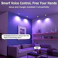 Vista 3 de LightingWill Iluminación LED empotrada de 2 pulgadas, Downlight LED inteligente WiFi, luz de techo de 5W compatible con Alexa/Google Assistant, RGB