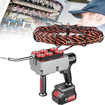 Automatic Wire Stringing Machine, 40M/Min Cordless Stringing Machine, Wire Threading Tool, Hidden Cable Pulling Machine, Electric Threading Machine for Construction Hydropower,37500mah-2Battery