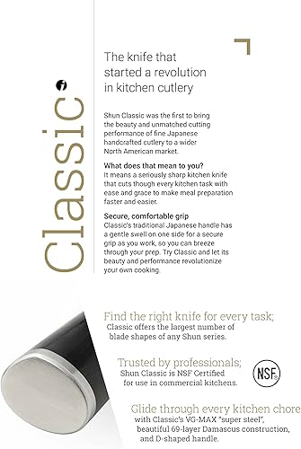Miniatura 3 de Shun Cuchillo Santoku clásico de 55 pulgadas cuchillo de inspiración asiática para preparación de alimentos multiusos alternativa a cuchillo de chef