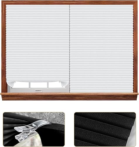 Miniatura 5 de Persianas adhesivas para ventanas, persianas impermeables para el hogar, pantalla de papel plisada opaca, fácil de cortar, bloqueo solar temporal,