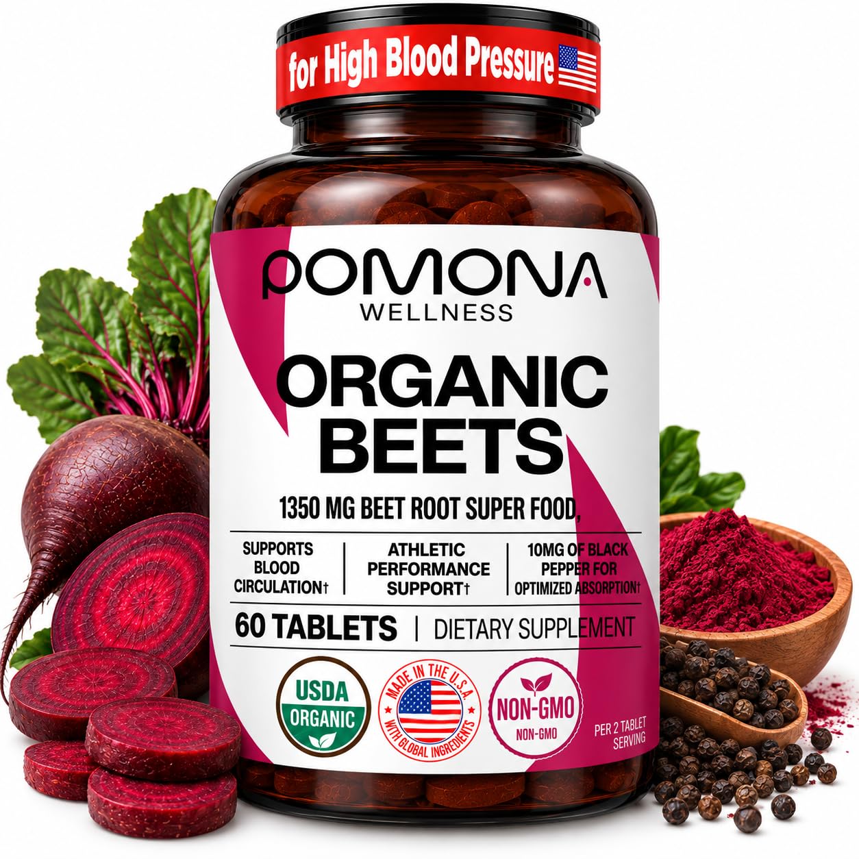 Pomona Organic Beetroot Supplement-100 Tabs, Beets for High Blood Pressure — Amazon image 9