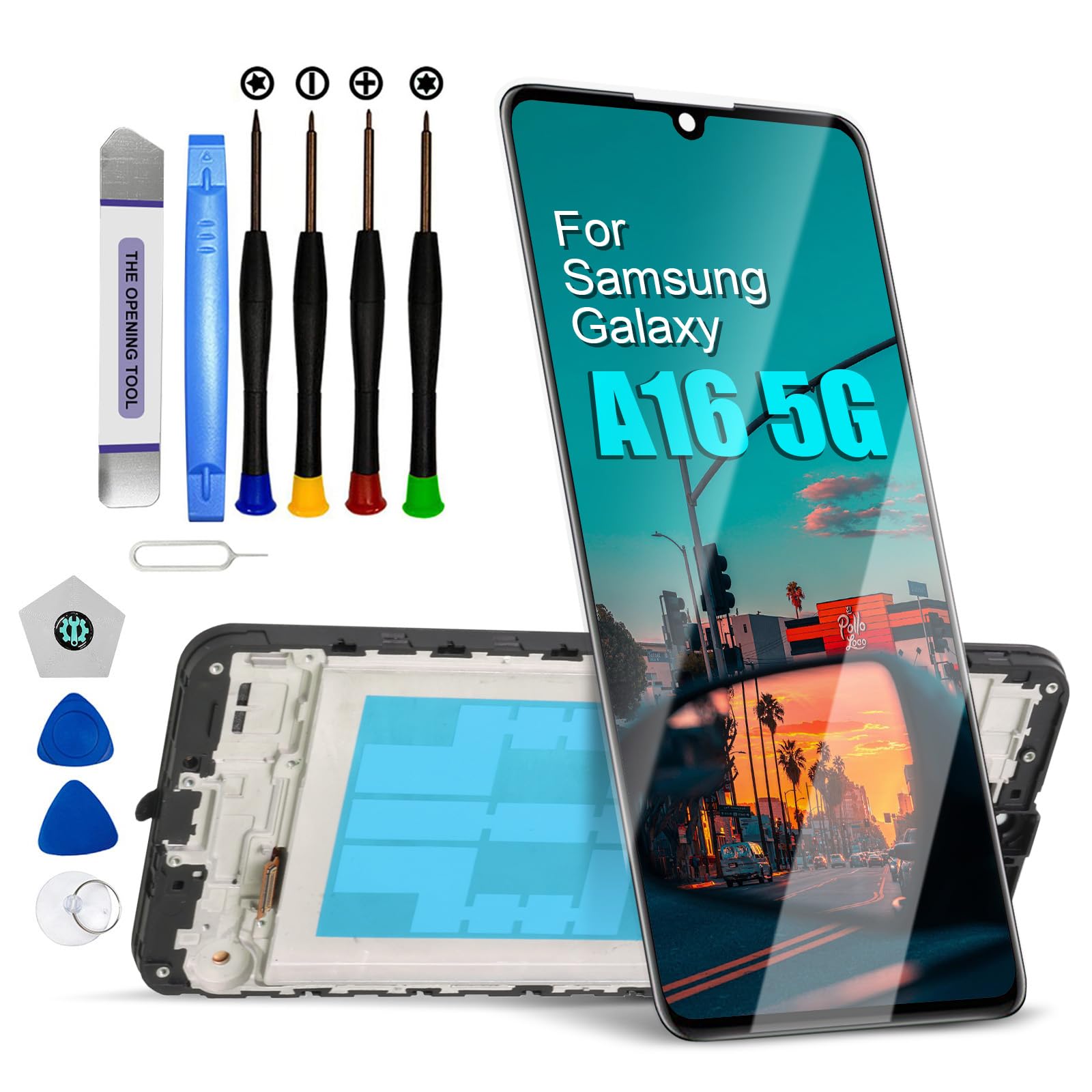 DTD - Pantalla LCD de Repuesto para Samsung Galaxy A16 5G SM-A166B/A166E - Pantalla táctil de Repuesto con Herramientas (Negro con Marco)