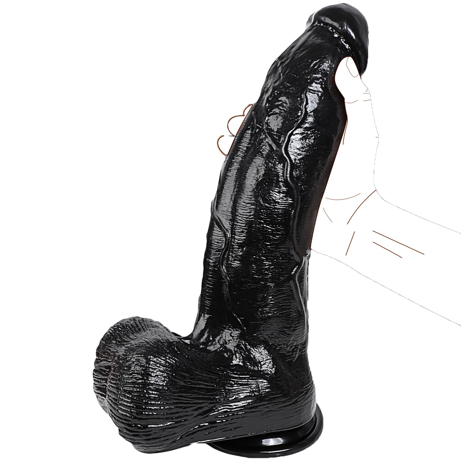 32 cm Consolador XXL Gigante Realista y 7 cm de Ancho Diámetro, Consolador Gigante Negro con Ventosa Fuerte, Juguete Sexual Grueso y Grande para Adultos, Hombres y mujeres