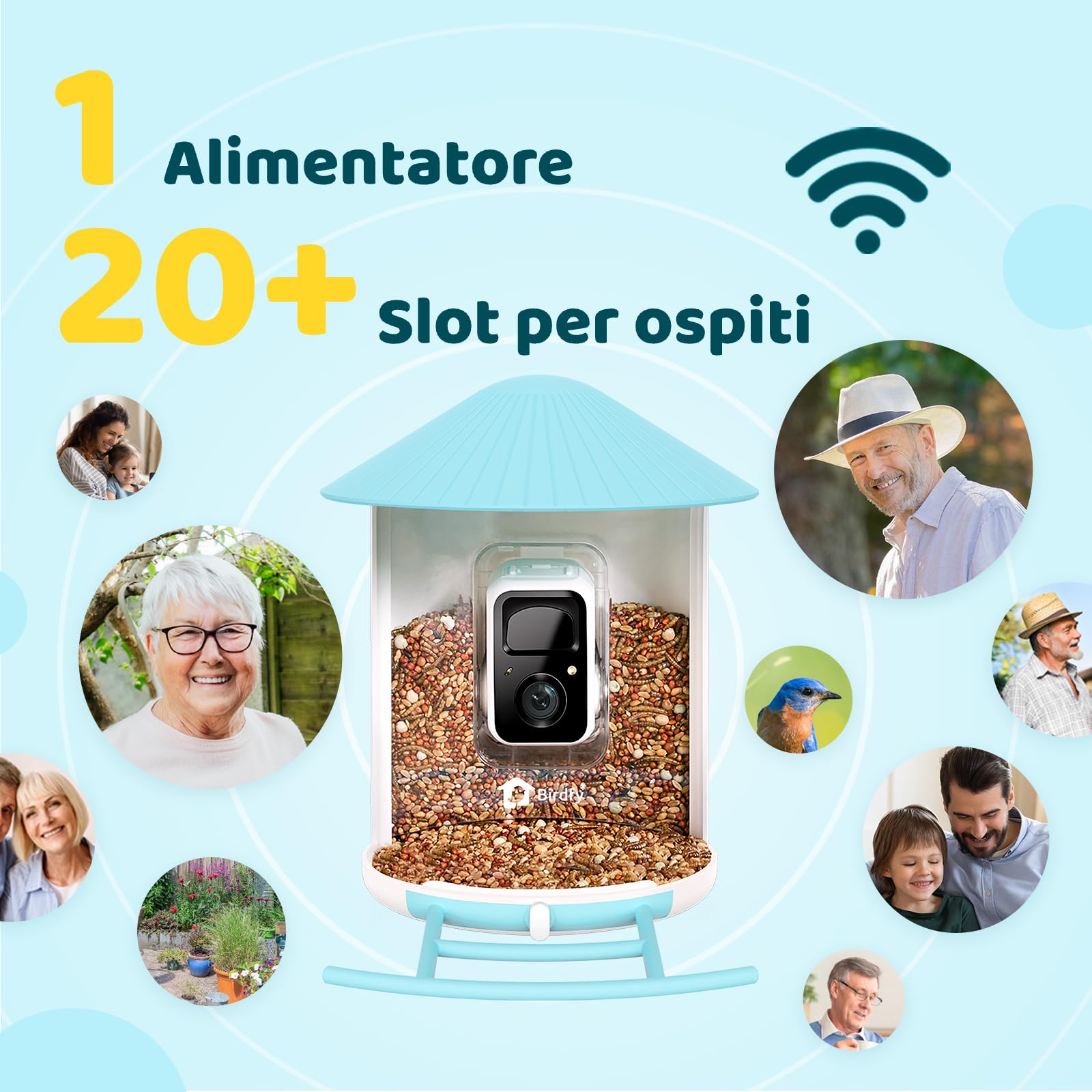 NETVUE Birdfy Pro Lite Vogelhaus mit Kamera, Vogelfutterstation mit Kamera & DIY Multifunktionsständer, Futterstationen für Wildvögel, Vogelfutterspender mit Meisenknödelhalter, Wasser/Gelee Feeder
