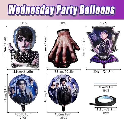 Miniatura 2 de Globos de fiesta de cumpleaños de miércoles, globos de fiesta temática de miércoles, decoración de fiesta de cumpleaños familiar, globos de