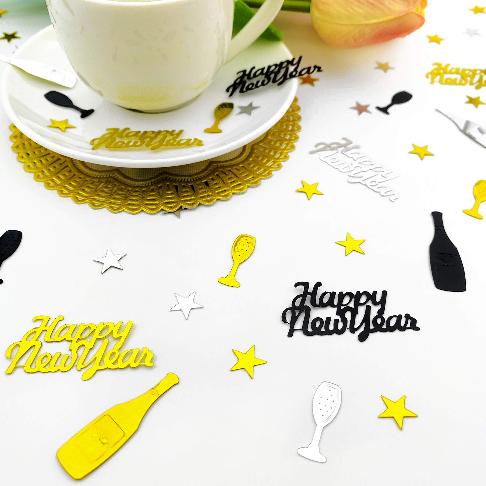 Confeti de Año Nuevo 2025 con purpurina metálica para decoración de fiestas, decoración de fiesta de Año Nuevo, 1.6 onzas, 1000 piezas