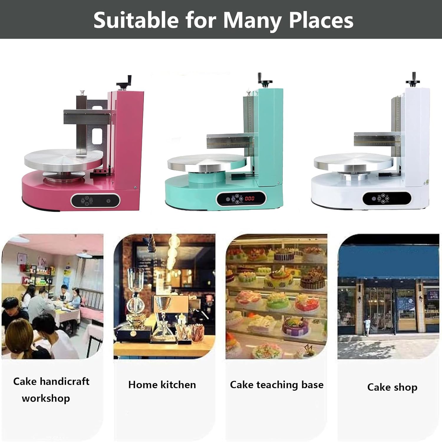 Cake Cream Spreading Coating Smearing Machine Cake Decorating Machines Baking Tools Birthday Cake Cream Spreading Machine Suitable for 4-12 inch Cake,Green-220V