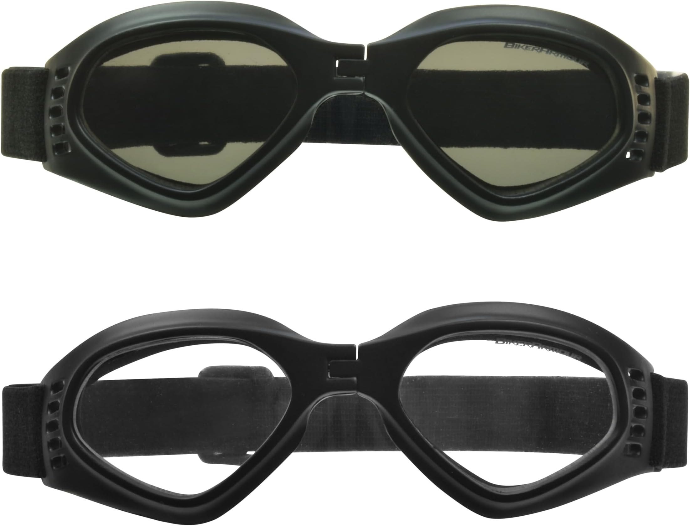 Bikershades Kids Safety Sunglass Goggles Foldable Boys Girls Black Frame Smoke & Clear Lens Motorcycle Riding, Motor Cross and Skiing
