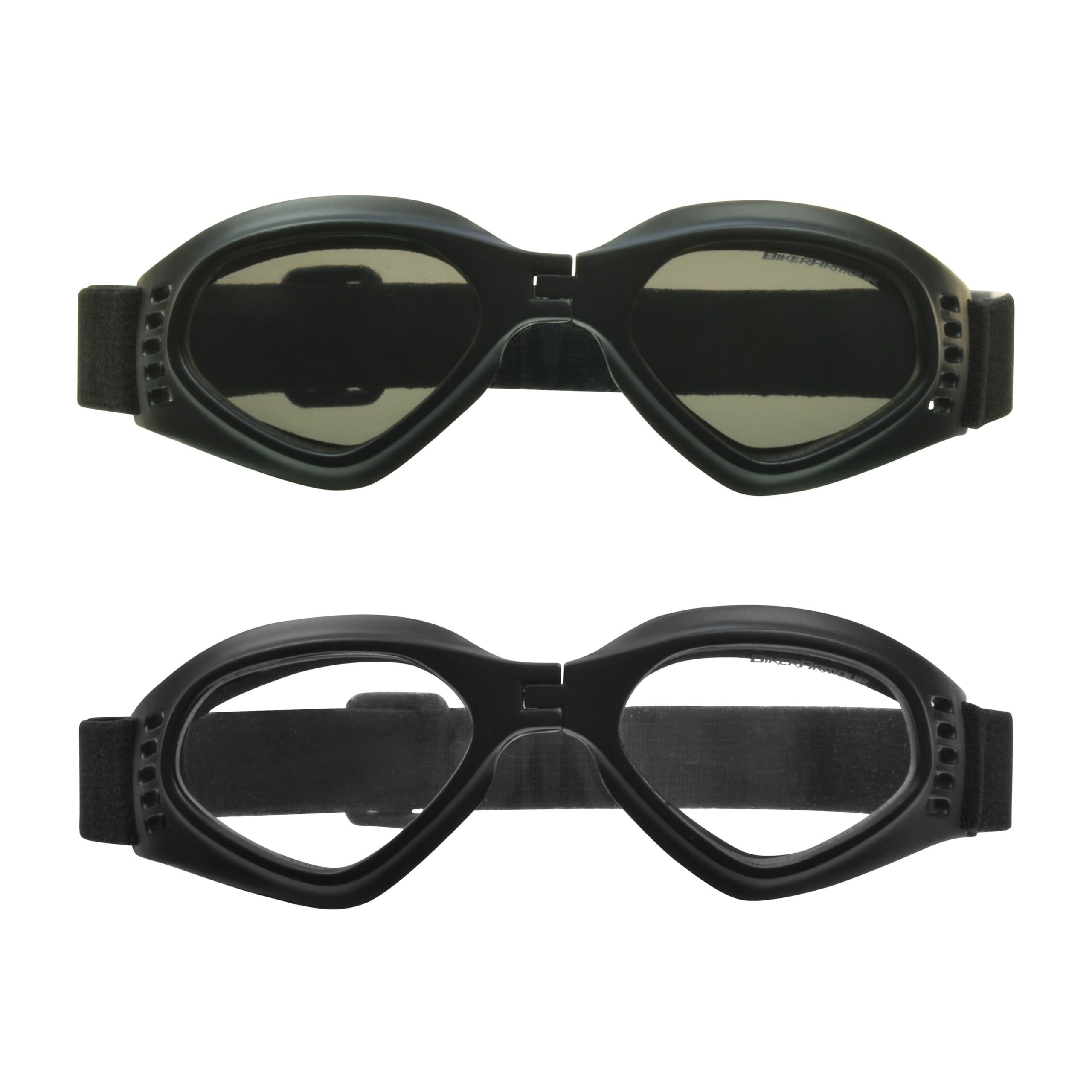 Bikershades Kids Safety Sunglass Goggles Foldable Boys Girls Black Frame Smoke & Clear Lens Motorcycle Riding, Motor Cross and Skiing