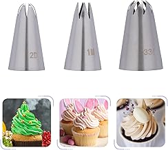 EBLLPA 3PCS Large Piping Tips Set, Cupcake Decorating Tips Extra Large Piping Icing Tips Swirl Piping Tips Cake Piping Nozzles Tips Kit Closed Star Pastry Tube Icing Piping Tips, 1M, 2D, 336