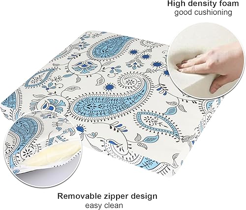 Miniatura 10 de GUEGLSA Cojines de taburete de bar para interiores y exteriores, 12 x 12 pulgadas, almohadilla de asiento cuadrada antideslizante con correas de