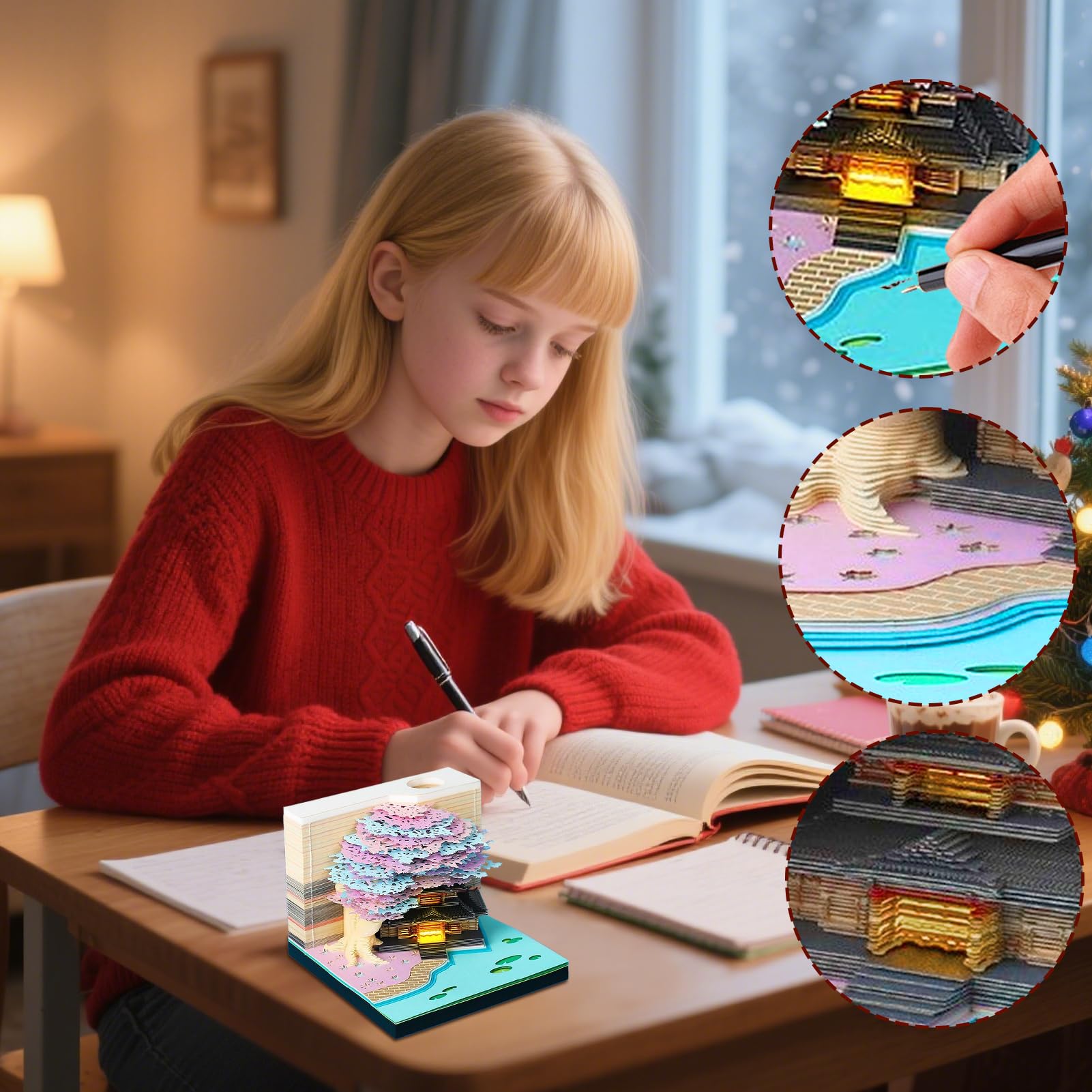 Generico 3D-Kalender, Papierskulptur-Kalender, künstlerisches Notizbuch im Baum-Design, mit Notizblock, für Klassenzimmer, Urlaub, Umzug, Fitnessstudio, Lehrer, Zuhause