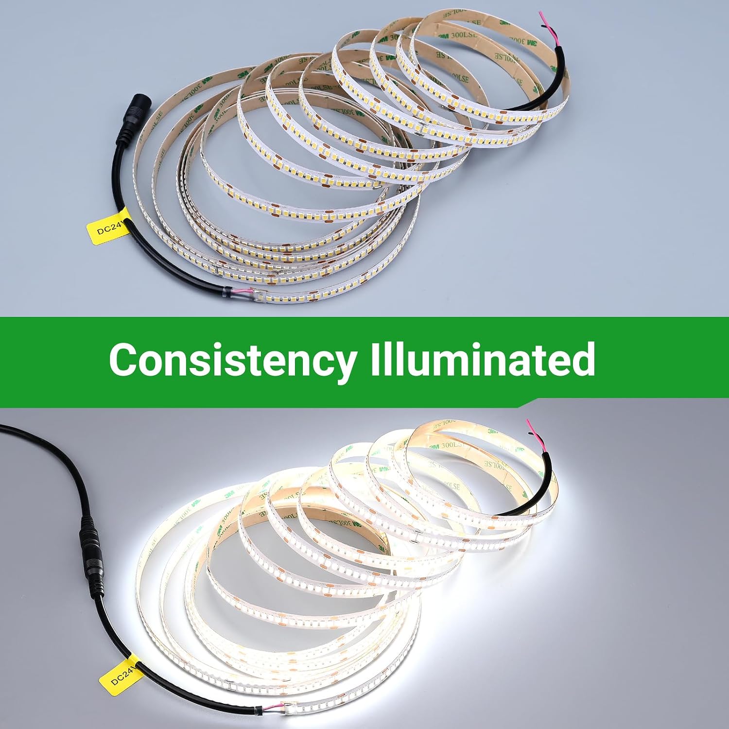 JOYLIT 24V LED Strip Lights 16.4FT 5000K 838LM/FT Ultra Bright CRI 92+, CE UL PRO Dimmable 238LEDs/M High Density 2835 SMD 120W Daylight White Adhesive Tape Light for Commercial, Architecture, Home