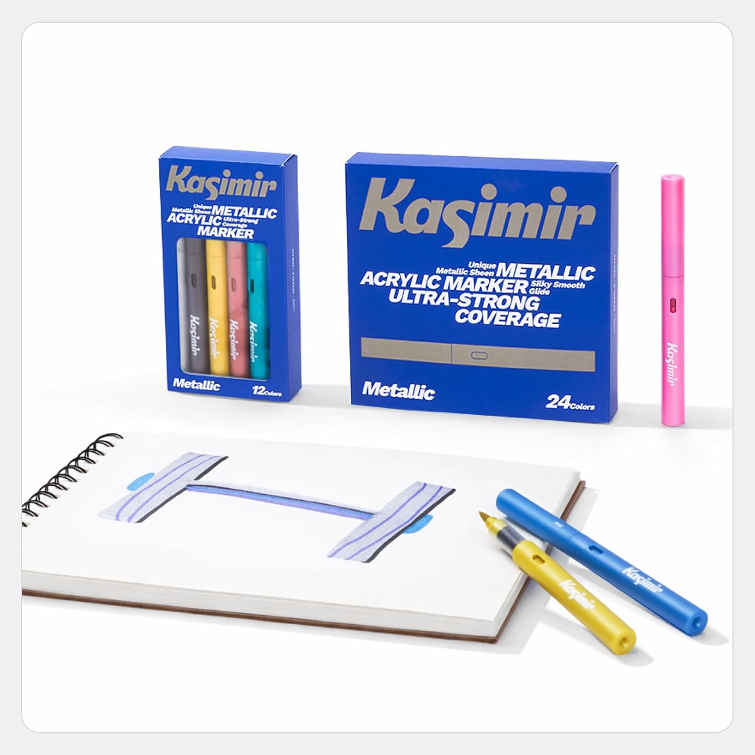 Kasimir Metallic Acrylic Markers Pens- 24 Colors