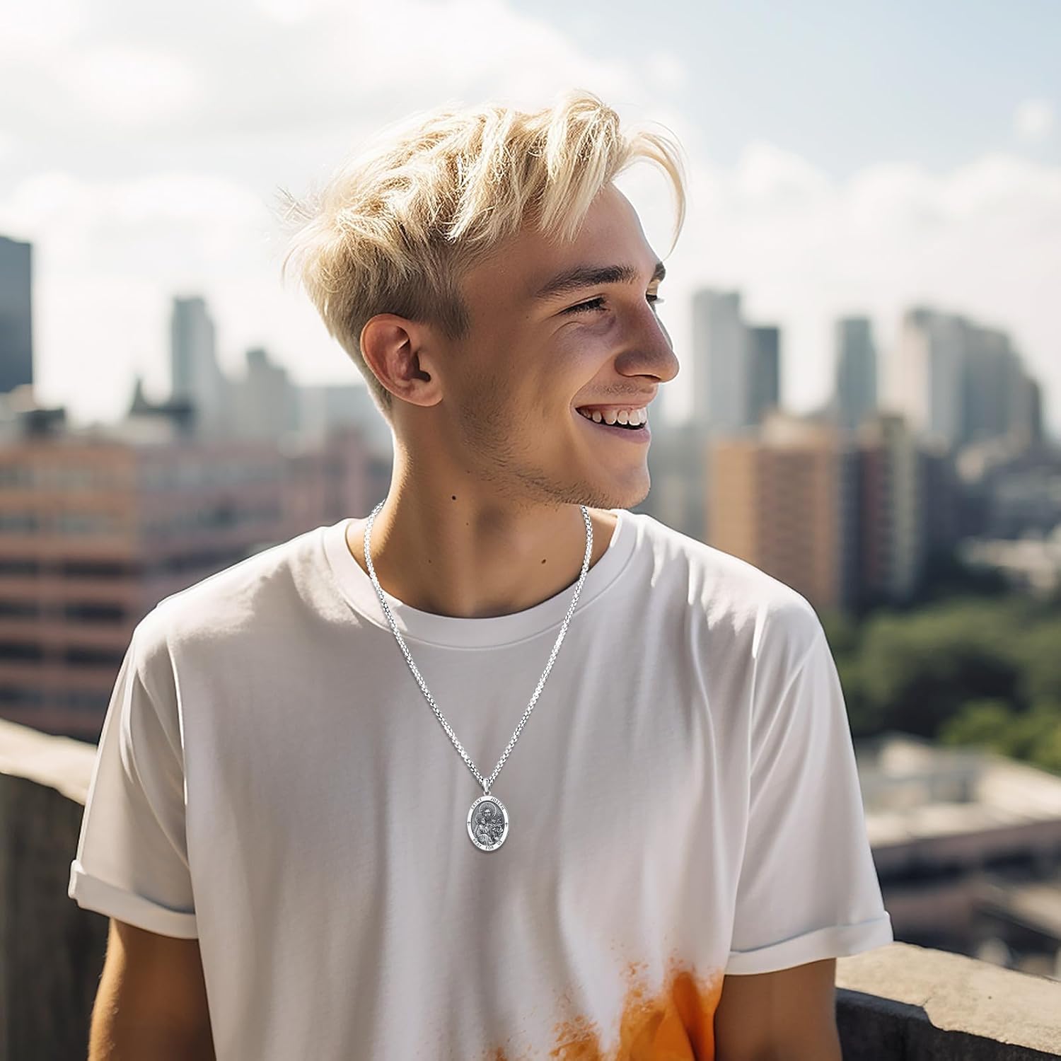 Saint Necklace S925 Sterling Silver Patron St Amulet Medal Protection Pendant Jewelry for Men Women - Image 7