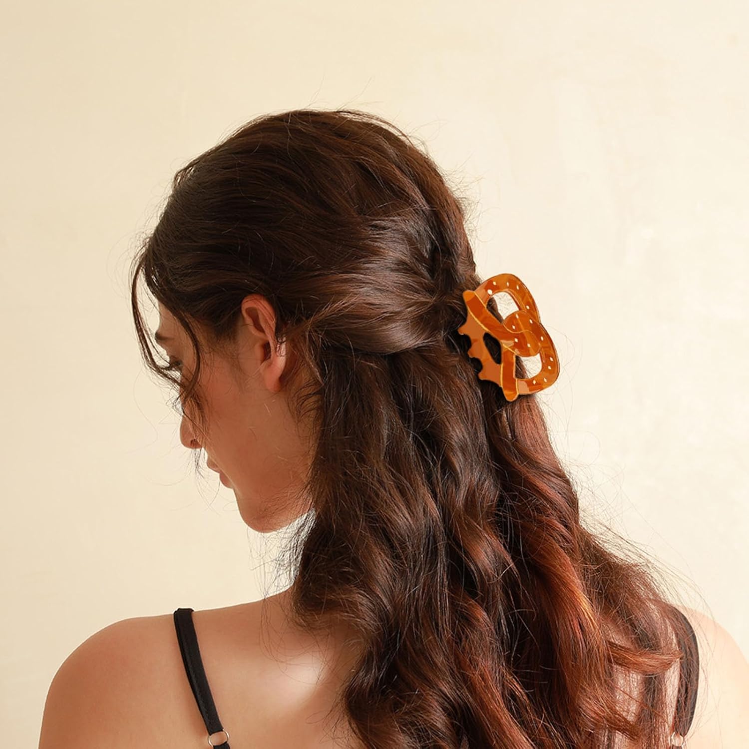 Bread Hair Claw Clips Funny Food Pretzel Shaped Jaw Clip Cute Small Croissant Claws Barrettes for Women 3 Styles Brown (Large, 1 Pack) - Image 3