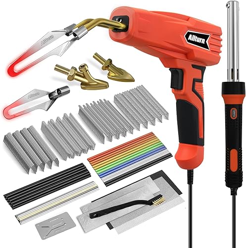 Allturn Soldador de plástico, kit de soldadura de plástico 3 en 1, kit de soldadura de reparación de plástico, 1000 grapas de soldadura de plástico,