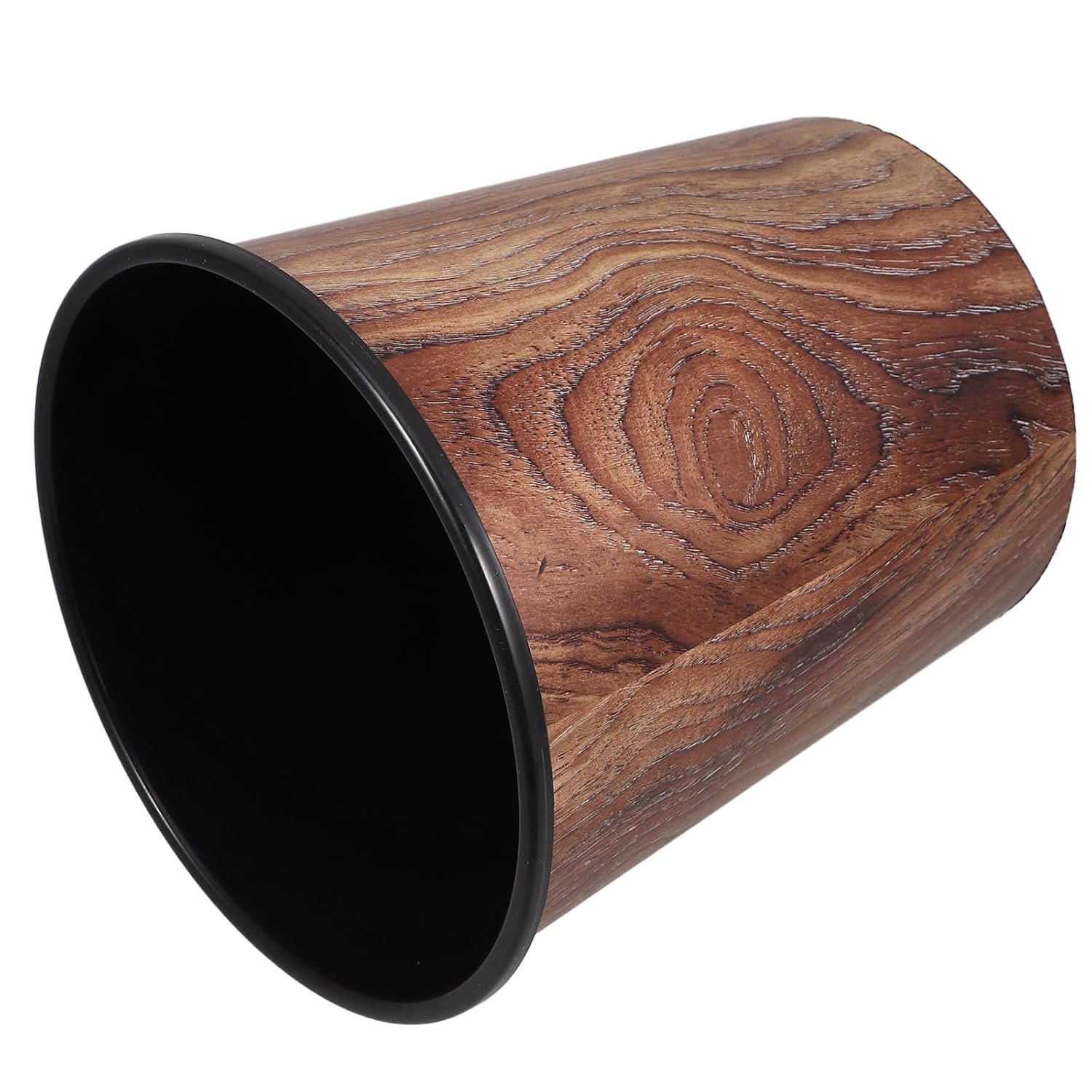 Wood Grain Trash Can 7l Round Lidless Bathroom Wastebasket Kitchen Garbage Bin for Home Office Bedroom Storage and Organization