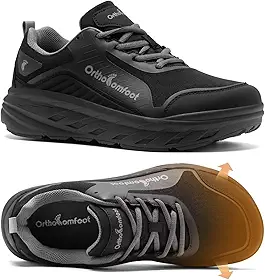 Tênis de caminhada masculino ortopédico para diabéticos: confortável bico largo suporte arco fascite plantar calcanhar esporão tênis de corrida, ortopédico inchado casual macio respirável para alívio