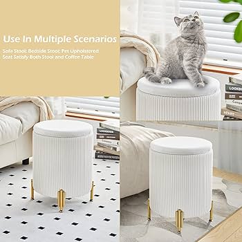 Amazon.com: Mxfurhawa Round Ottoman Foot Stool with Storage