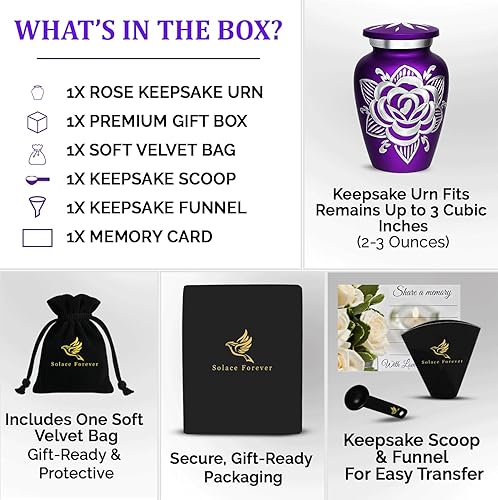 Miniatura 2 de Urna de Cremación de Rosa para Cenizas para Mujeres y Hombres - Urnas de Rosa Artesanales para Cenizas Humanas Adultas Femeninas y Masculinas -