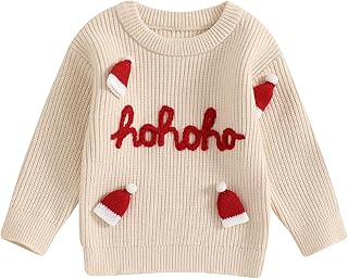 LSFYSZD My First Christmas Knit Sweater Toddler Baby Girls Boys Tractor Embroidery Long Sleeve Winter Warm Knitwear Pullover Jumper Tops