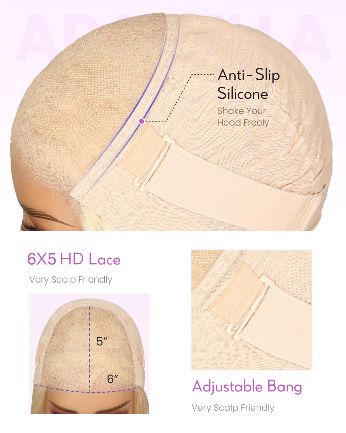 Arabella 5x6 Ready to Go Glueless Wigs Human Hair 210% Density 613 Blonde Bob Wig Human Hair 613 Lace Front Bob Wig Human Hair Pre-Cut Lace Glueless Wigs Human Hair 10inch