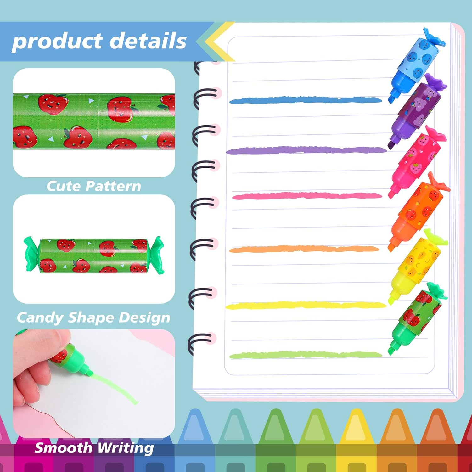 72 Pcs Mini Highlighters Bulk,Pastel Highlighter for 6 Color Chisel Tip Marker Pen for Party Birthday Drawing Diary Greeting Card Office Supplies(Fruit)