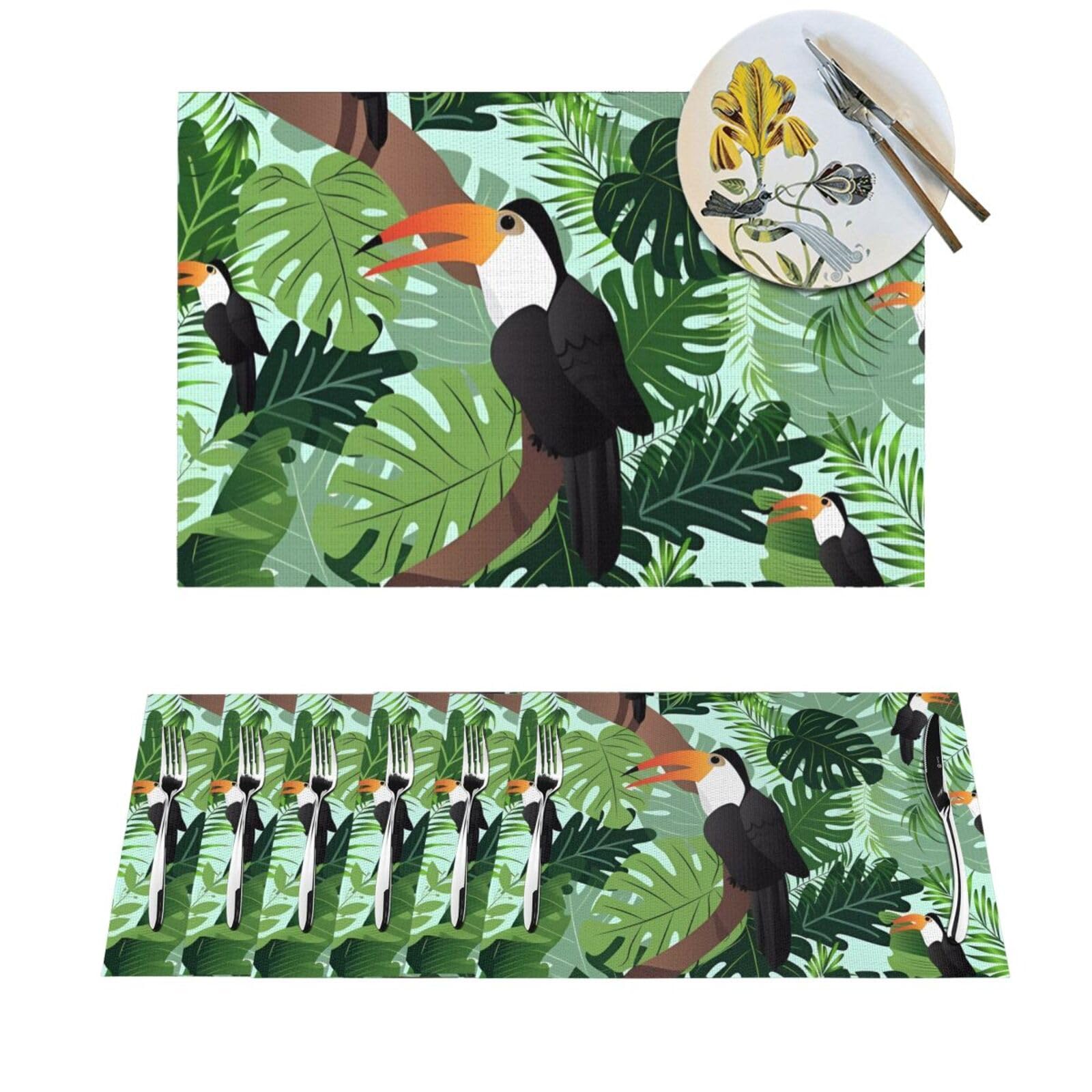 Set de table en PVC lot de 6 motif tropical 30x45 cm lavable