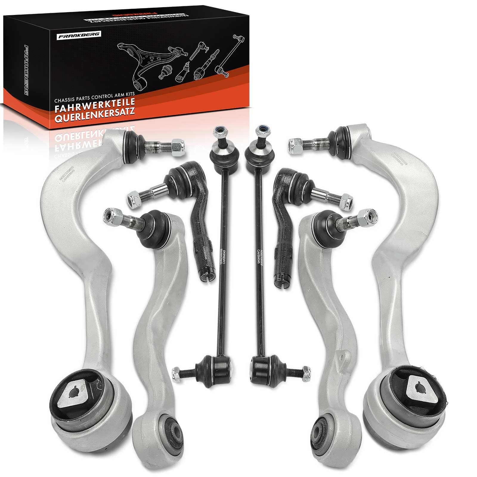 Frankberg 4x Braccio di controllo + 2x Asta di accoppiamento + 2x Testa del Tirante Compatibile con Serie 5 Touring E61 Serie 5 E60 Replace# 31124028608