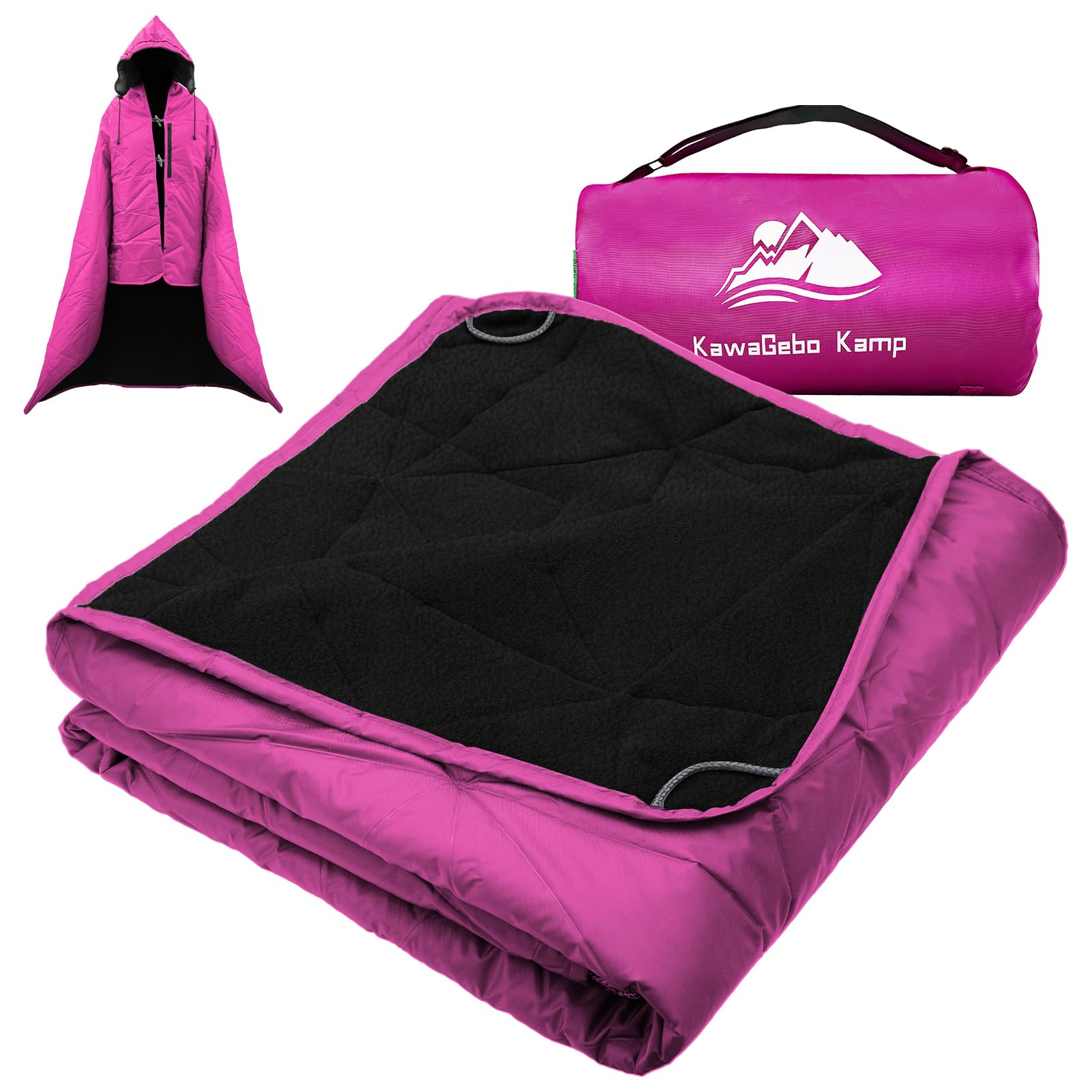 KawaGebo Kamp wasserdichte Outdoor Campingdecke, Große extra Dicke Fleece Stadiondecke für Camping, Auto, Haustier, Picknick – Winddicht, tragbar, maschinenwaschbar 203 x 147 cm