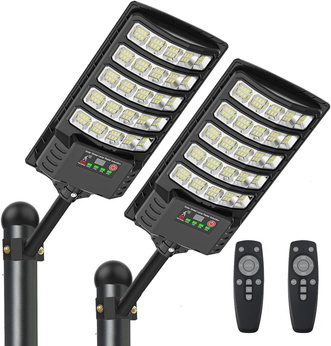 Solar Straßenlaterne für Außen 2 Stück,500W Solarlampen mit Bewegungssensor, 6500K Solarleuchten Dämmerung bis zum Morgengrauen, IP67 Wasserdichte Solarstrahler für Gärten Garage