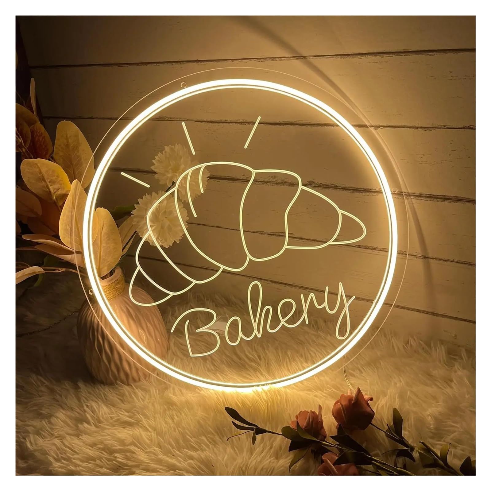 Xenite One Color Hanging Art Neon Signs Bakery Neon Sign, Usb Powered Dimmable, Suitable For Party Wall Art Bakeries,Cafes 30X30cm