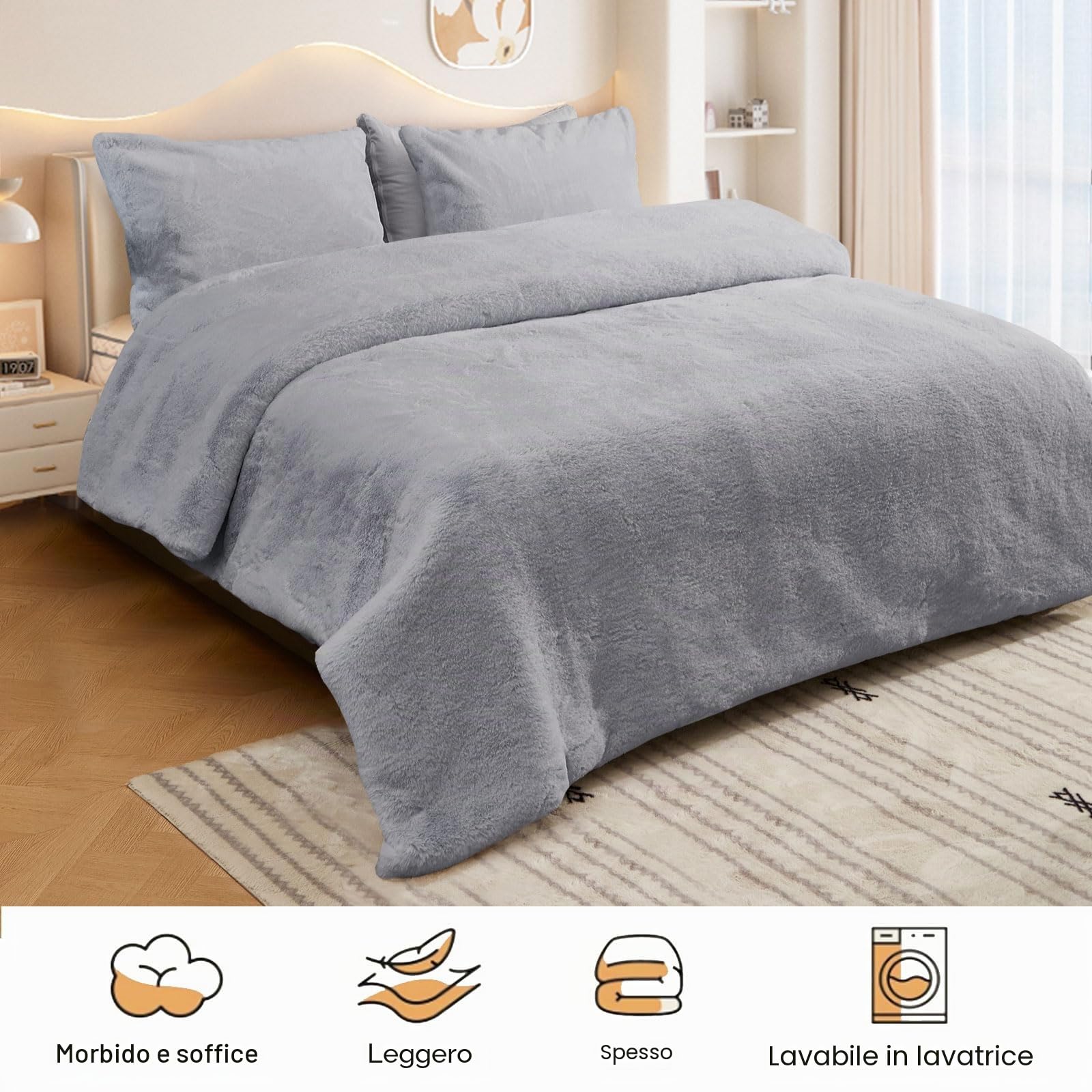 ShowyLive Coperta Plaid Super Morbida Coperta Pile Invernale da 1000 g/m² per Divano, Soggiorno -Coperta Lana Matrimoniale & Letto Singolo Adatto Adatto a Tutte le Stagioni (Grigio Chiaro, 130*160cm)