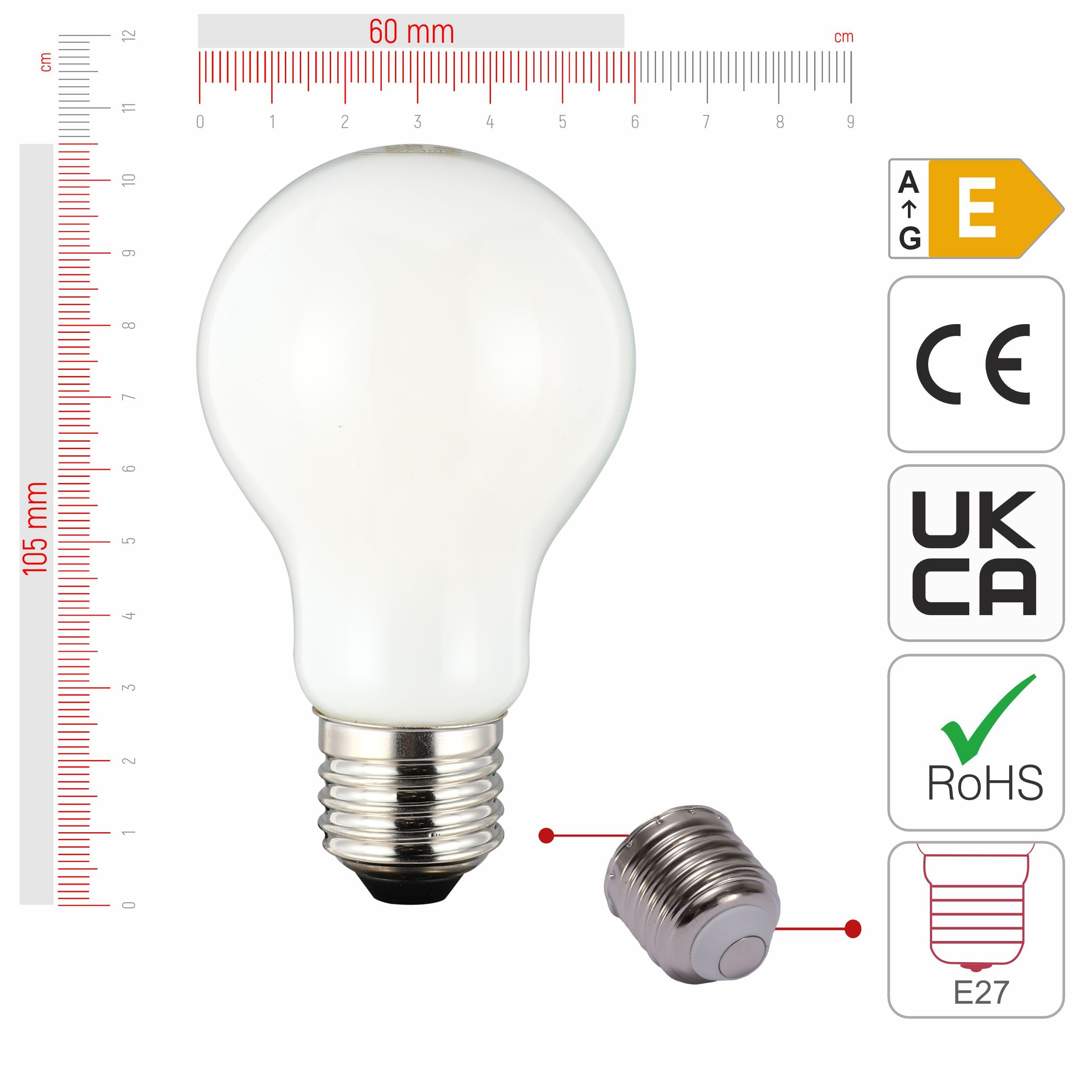TEKLED® A60 GLS NONDIMMABLE Filament LED Bulbs, 4000k - Cool White, 55 Watt - Image 2