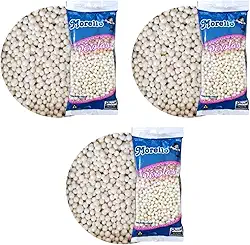 Pérolas de Açúcar Kit 3 Pacotes Confeitaria e Panificação Temas Escolha (Branco Perolado)