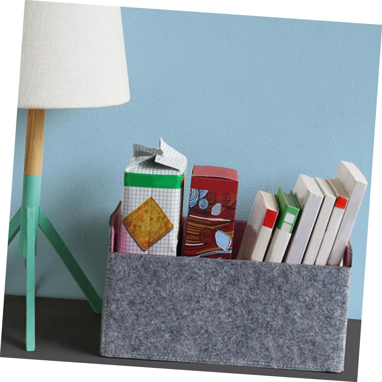Cesta de Almacenamiento Pequeña Cesta para Artículos Diversos para El Hogar Organizador de Fieltro Compacto Y Plegable para Escritorio de Oficina